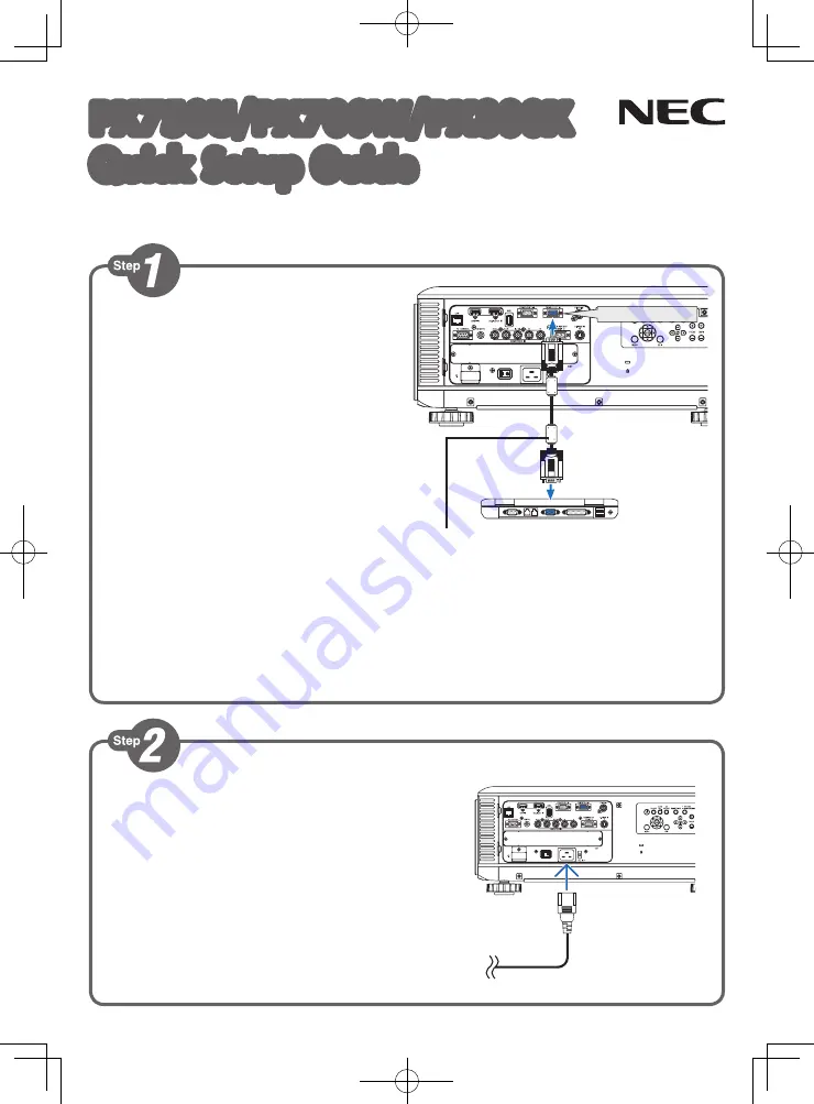 NEC NP-PX800X Quick Setup Manual Download Page 1