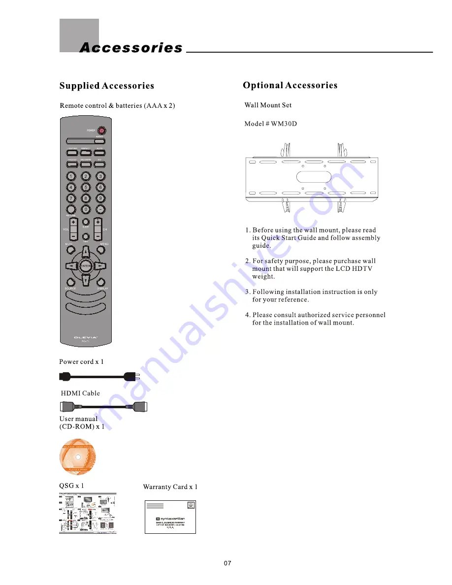 Olevia 237T User Manual Download Page 9