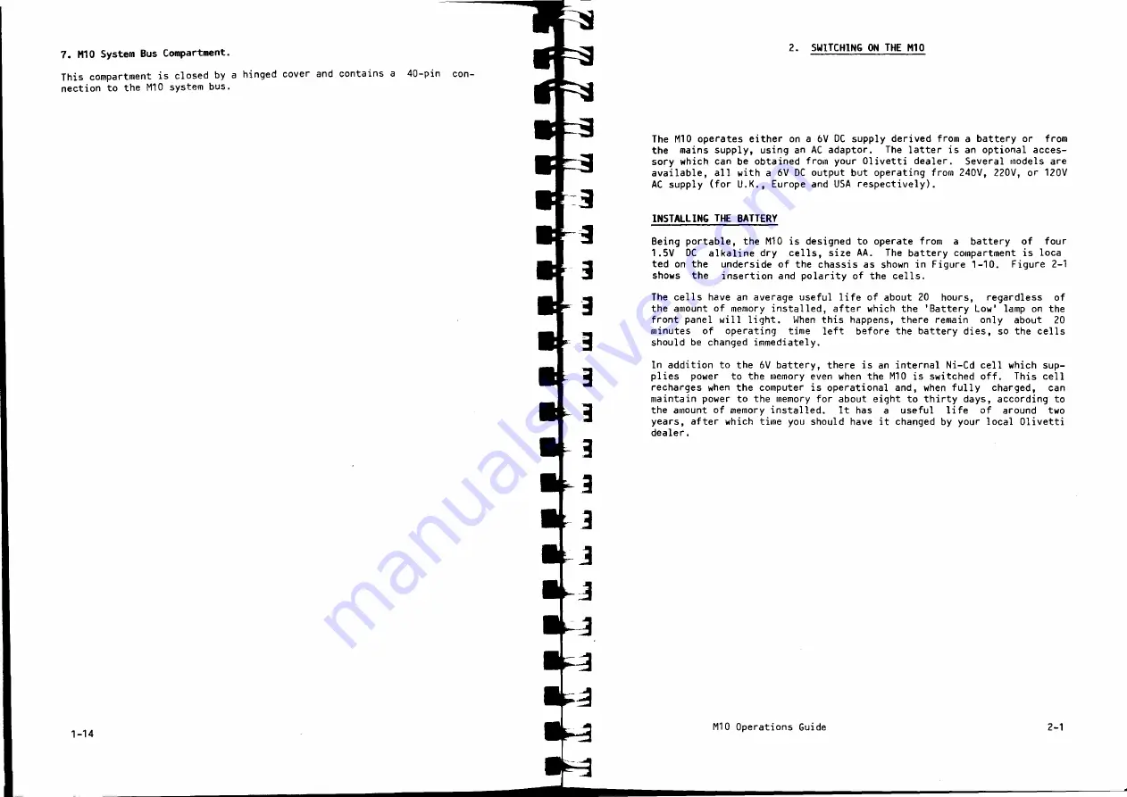 Olivetti M10 Operation Manual Download Page 17