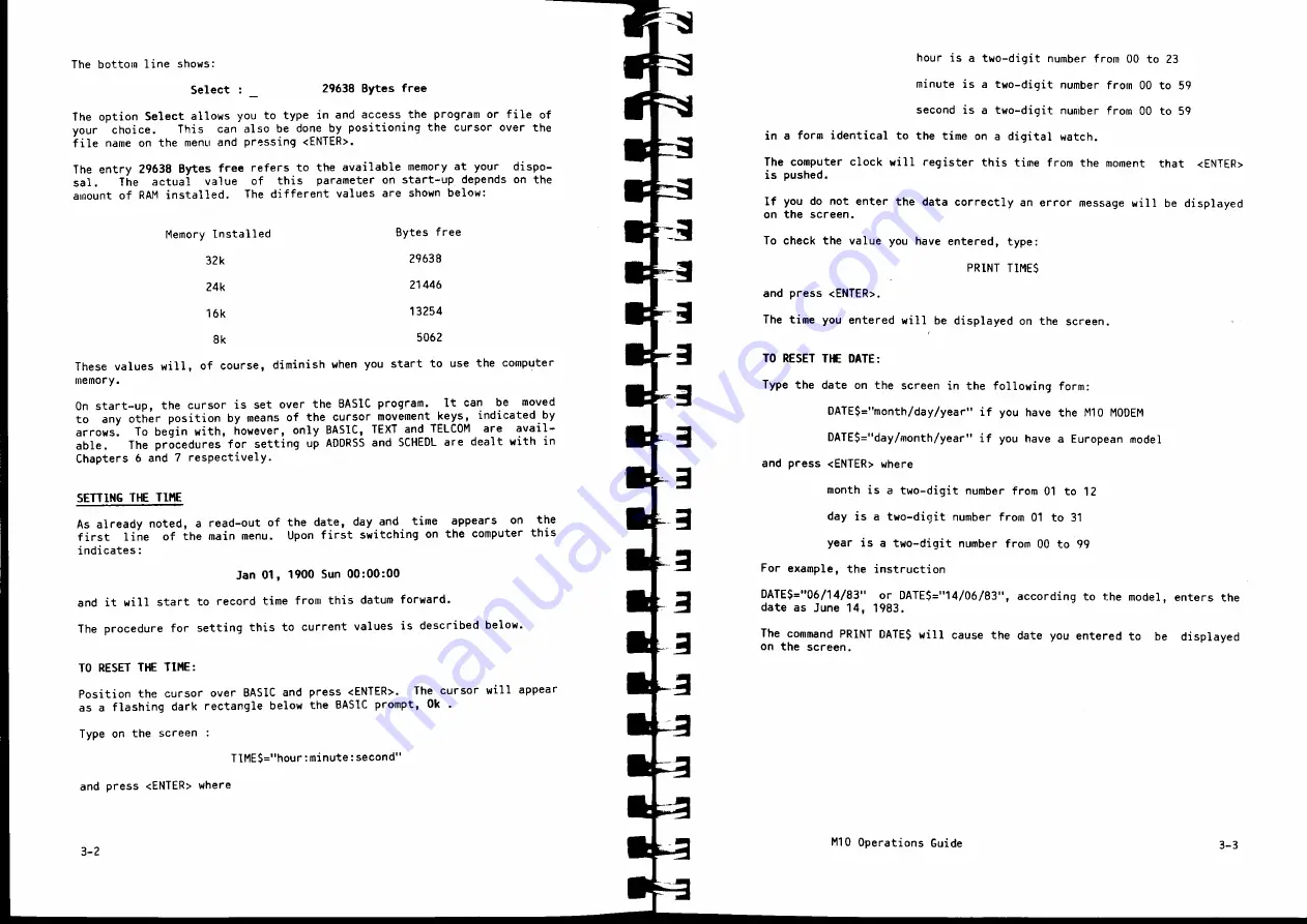 Olivetti M10 Operation Manual Download Page 20