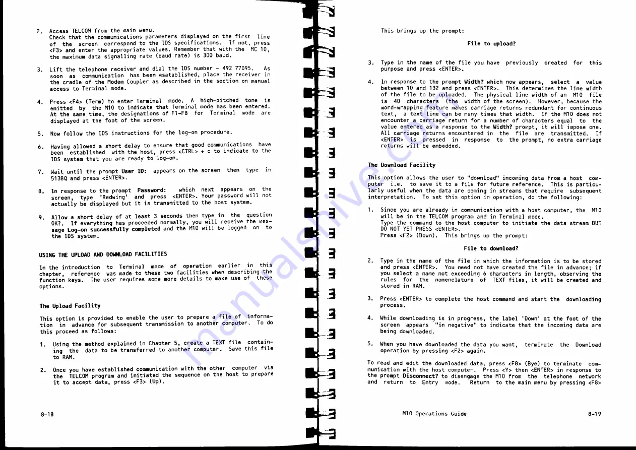 Olivetti M10 Operation Manual Download Page 43