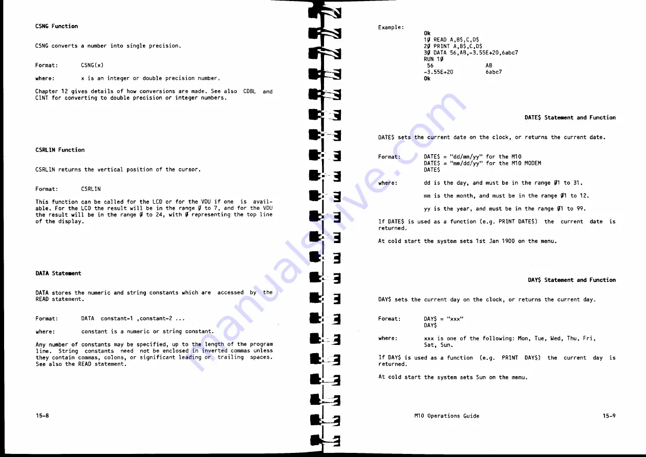 Olivetti M10 Operation Manual Download Page 63