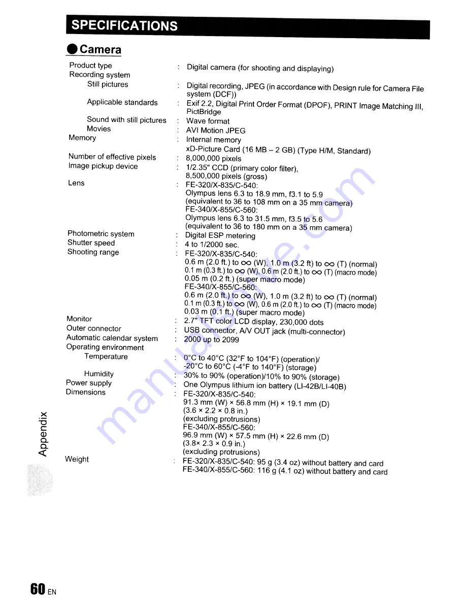 Olympus FE-320 Quick Start Manual Download Page 60