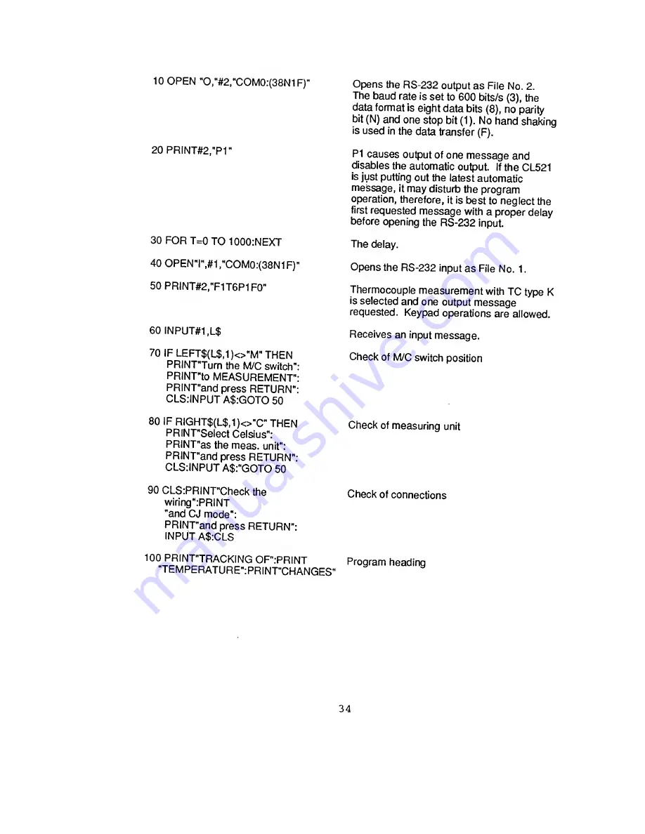 Omega Engineering CL521 Operator'S Manual Download Page 38