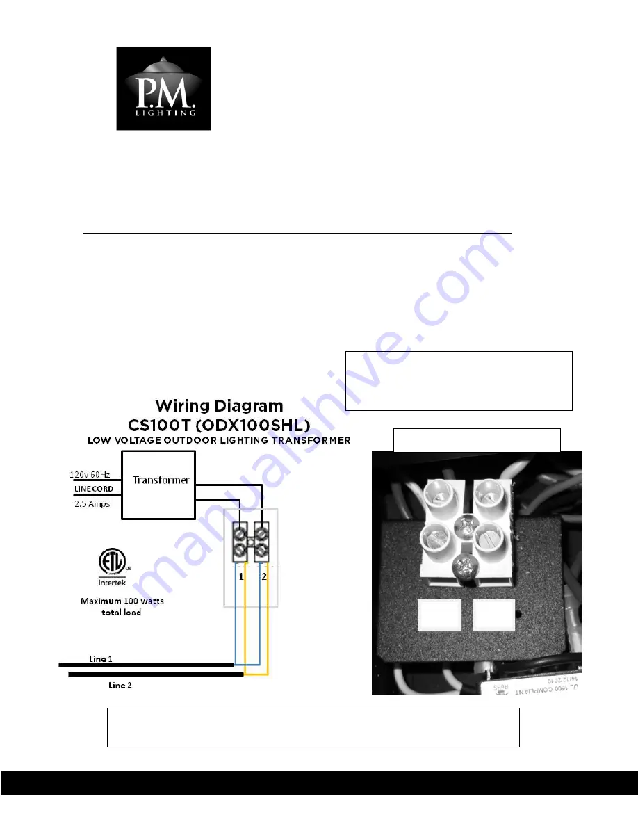 P. M. Lighting Professional Series Installation Manual Download Page 10