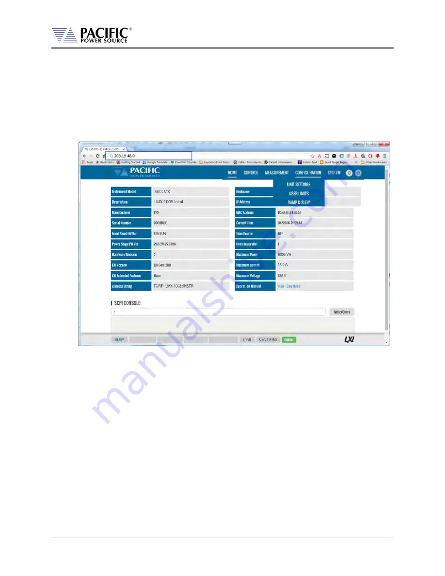 Pacific Power Source LMX Series Operation Manual Download Page 408