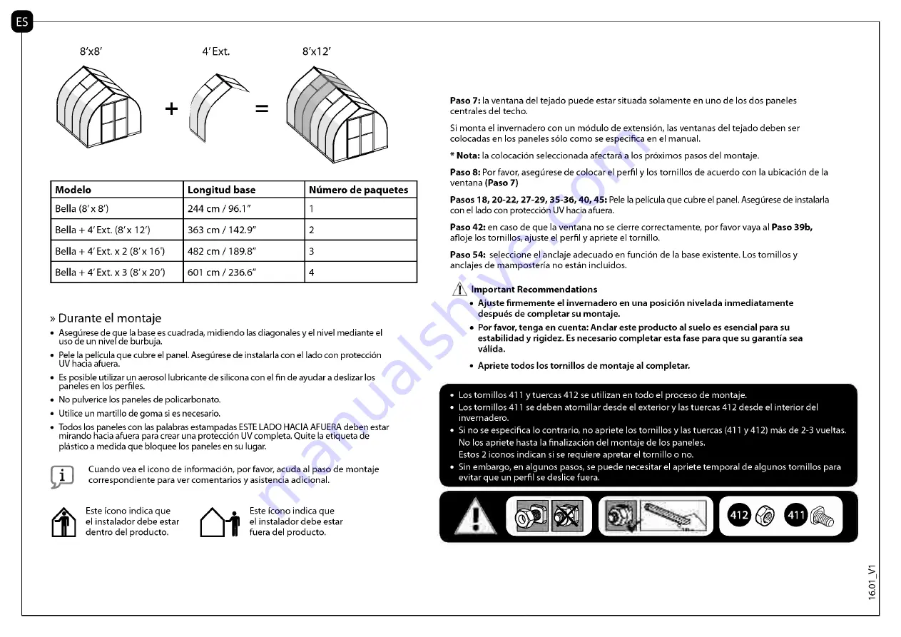 Palram Bella 8'x8'- TwinWall Glazing Assembly Instructions Manual Download Page 5