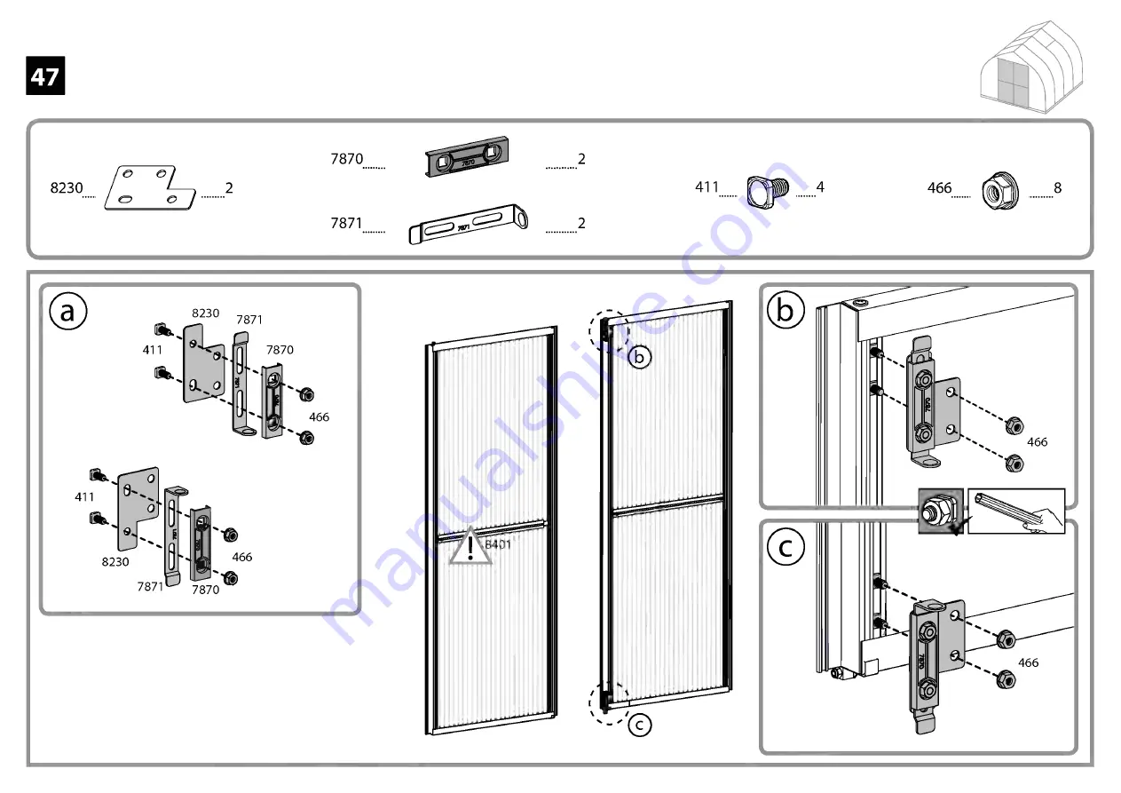 Palram Bella 8'x8'- TwinWall Glazing Assembly Instructions Manual Download Page 56