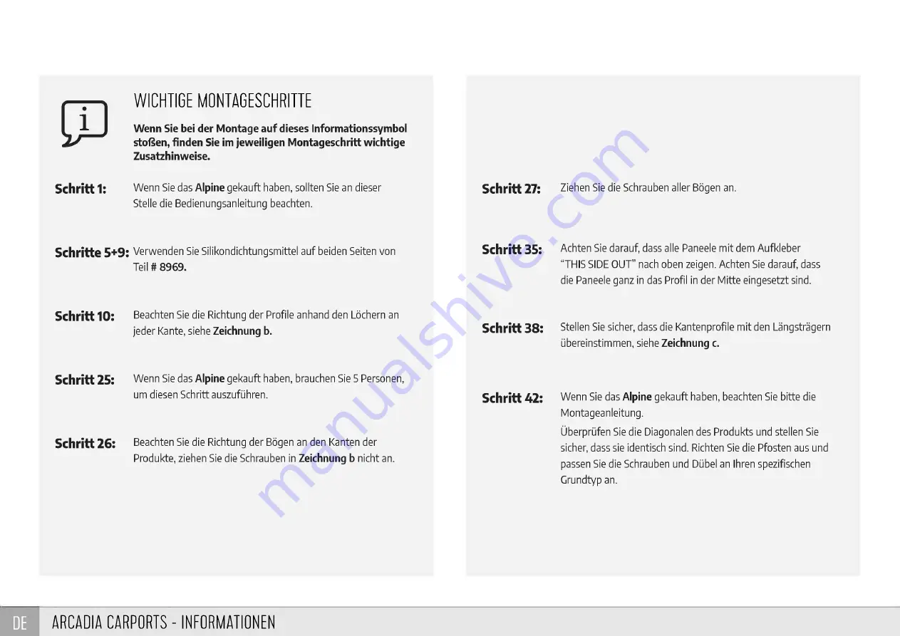 Palram canopia ARCADIA Series How To Assemble Download Page 19