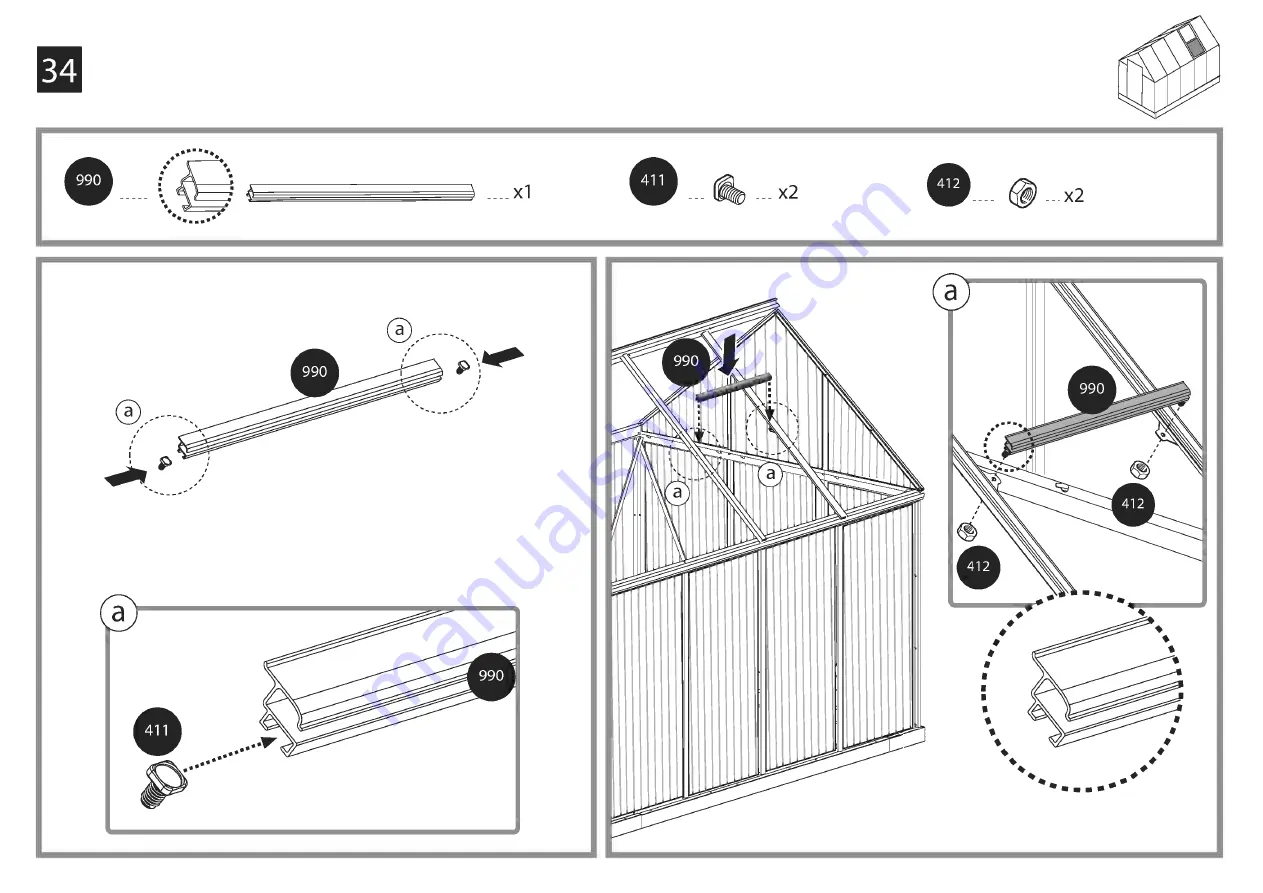 Palram Mythos 6'x10' Assembly Instructions Manual Download Page 39