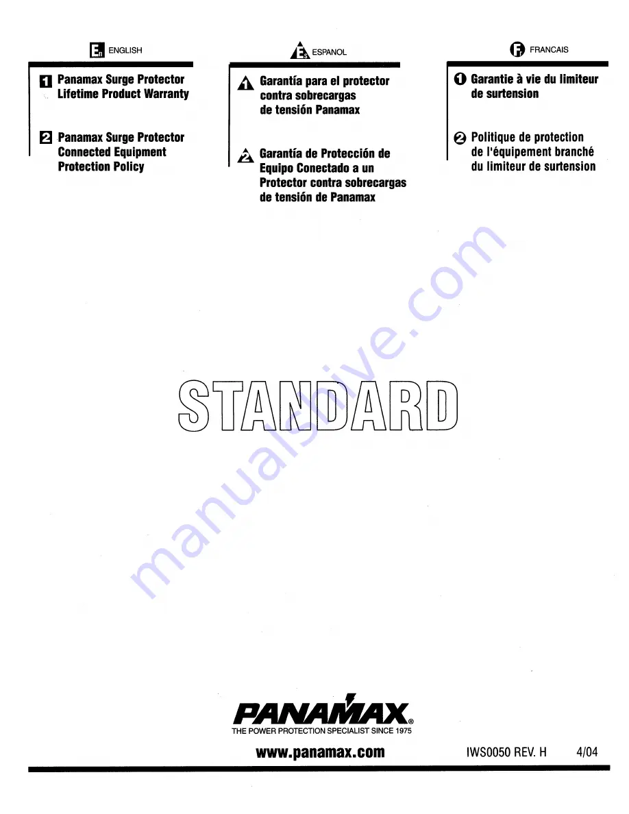 Panamax M4T Скачать руководство пользователя страница 3