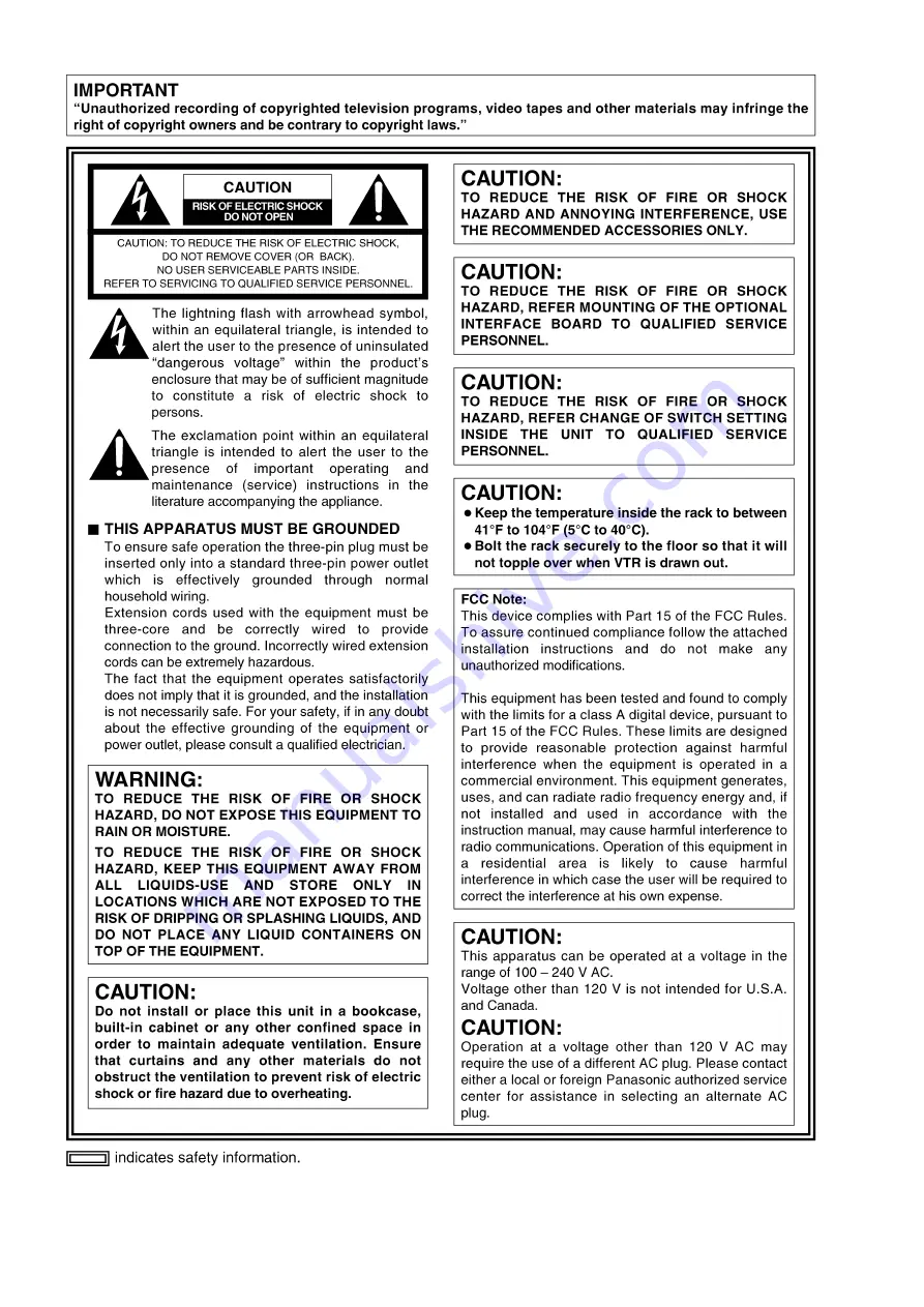 Panasonic AJSD955B - DVCPRO50 STUDIO DECK Service Manual Download Page 6