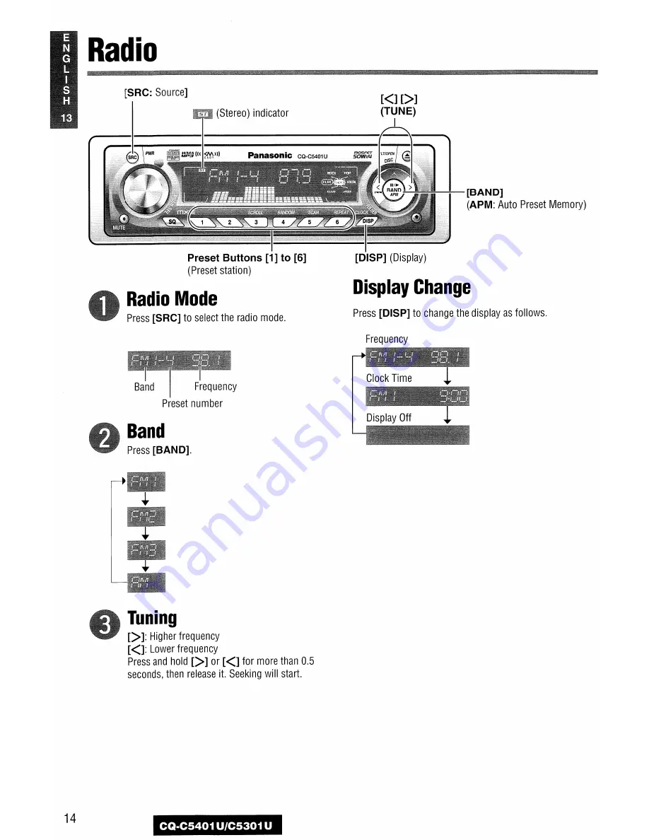 Panasonic CQ-C5401U Operating Instructions Manual Download Page 14