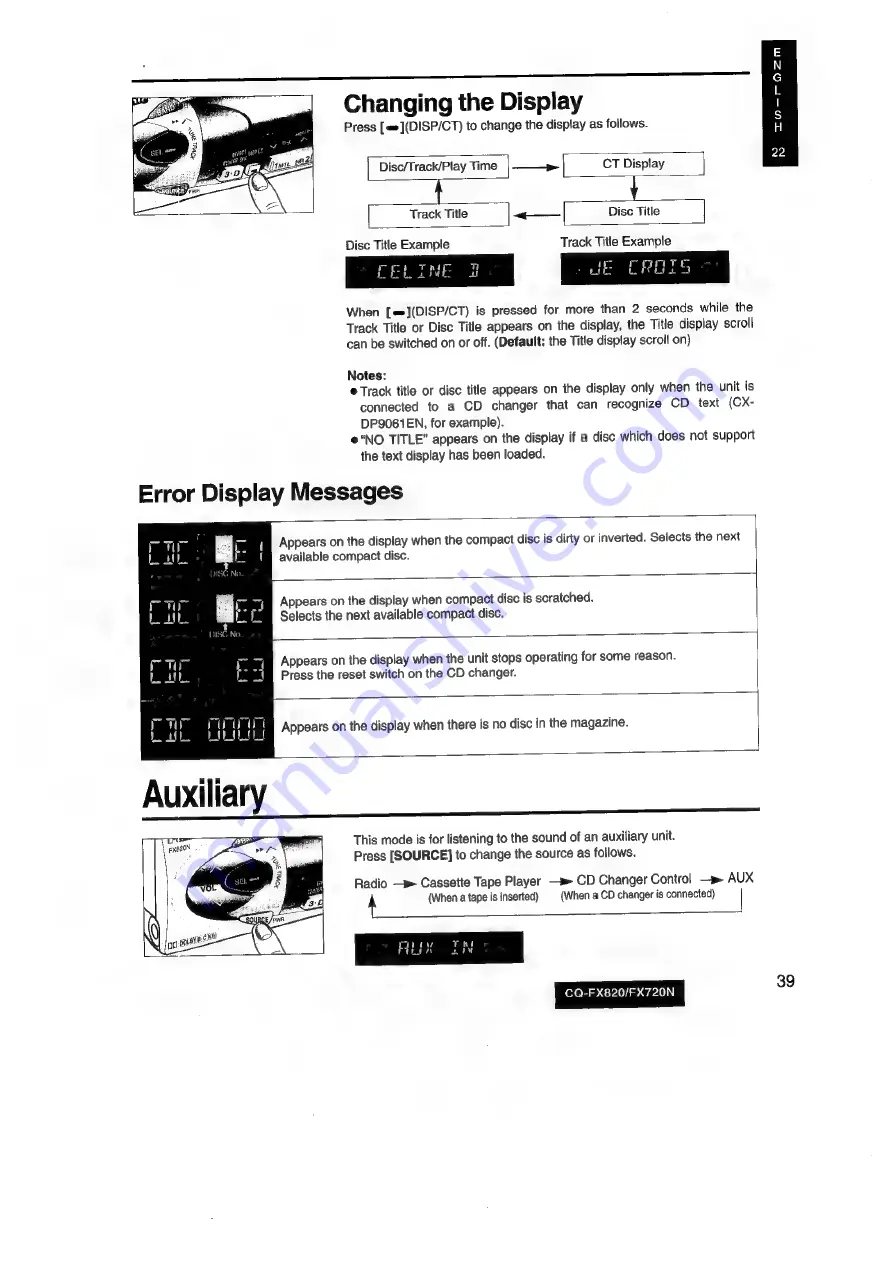 Panasonic CQ-FX820 Operating Instructions Manual Download Page 25