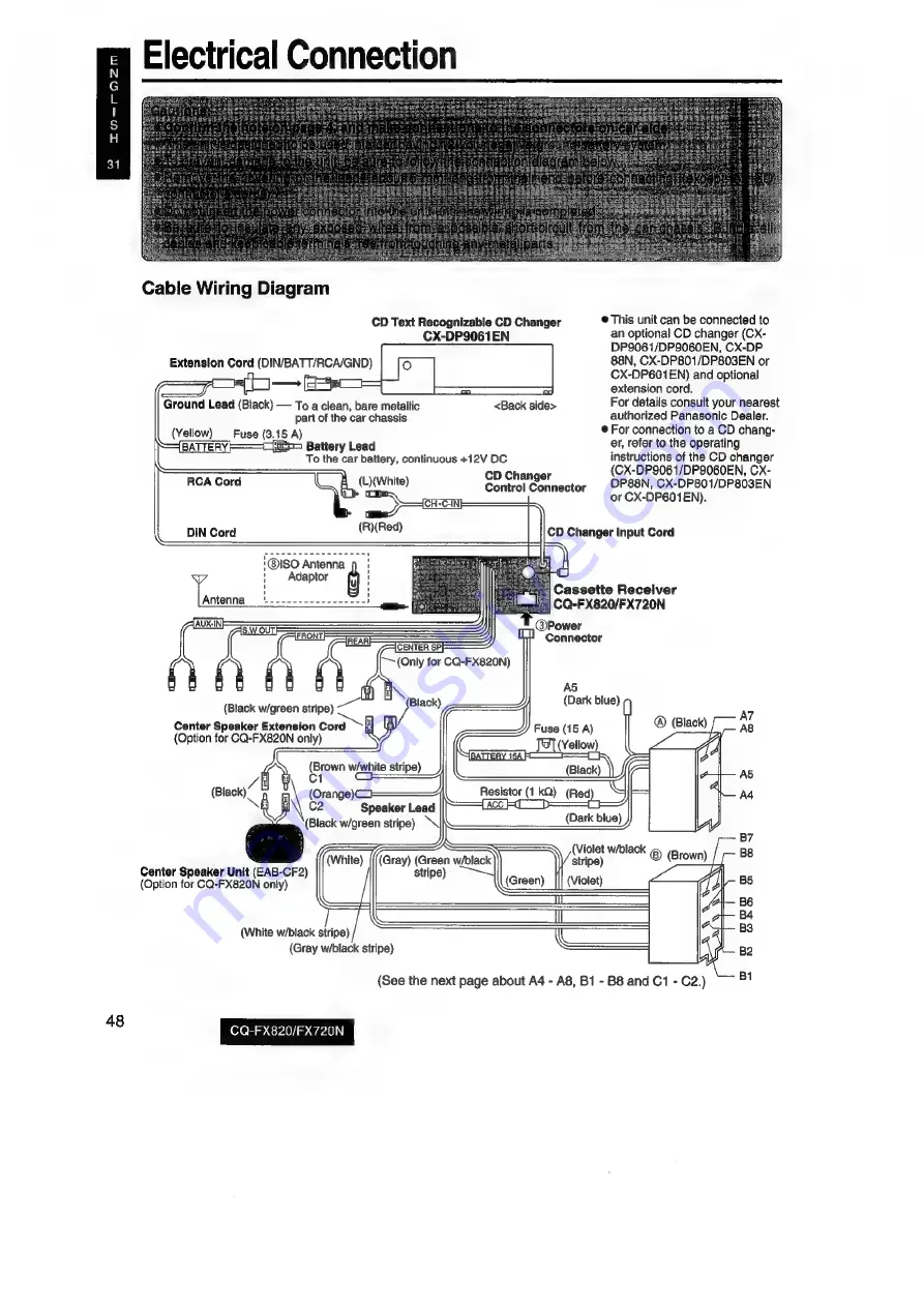 Panasonic CQ-FX820 Operating Instructions Manual Download Page 34