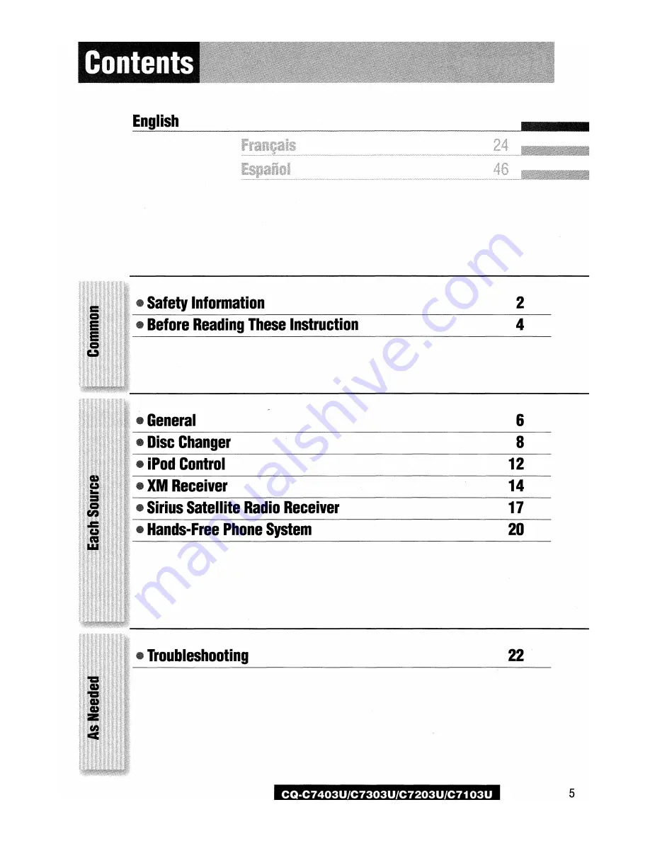 Panasonic CQC7403U - CAR AUDIO - MULTI-LANG Operating Instructions Manual Download Page 49