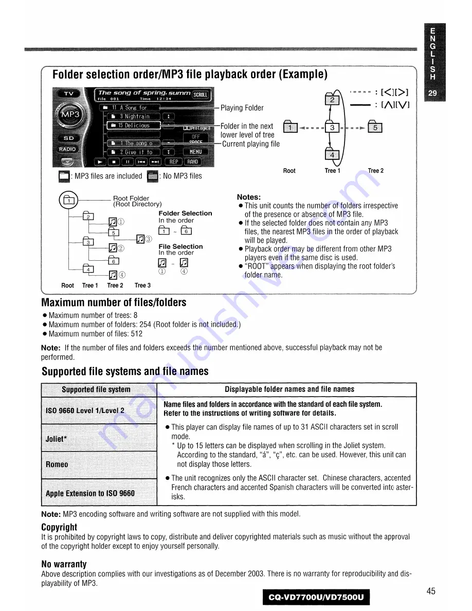 Panasonic CQVD7700U - CAR A/V DVD NAV Operating Instructions Manual Download Page 45