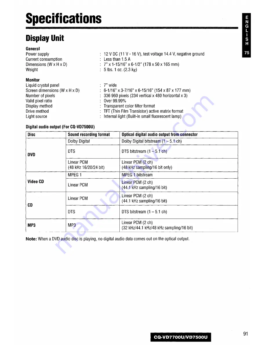 Panasonic CQVD7700U - CAR A/V DVD NAV Operating Instructions Manual Download Page 91