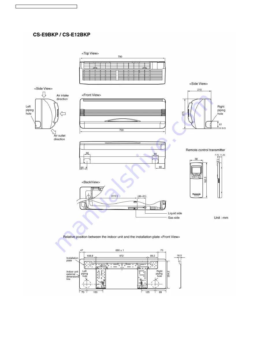 Panasonic CS-E9BKP Service Manual Download Page 10