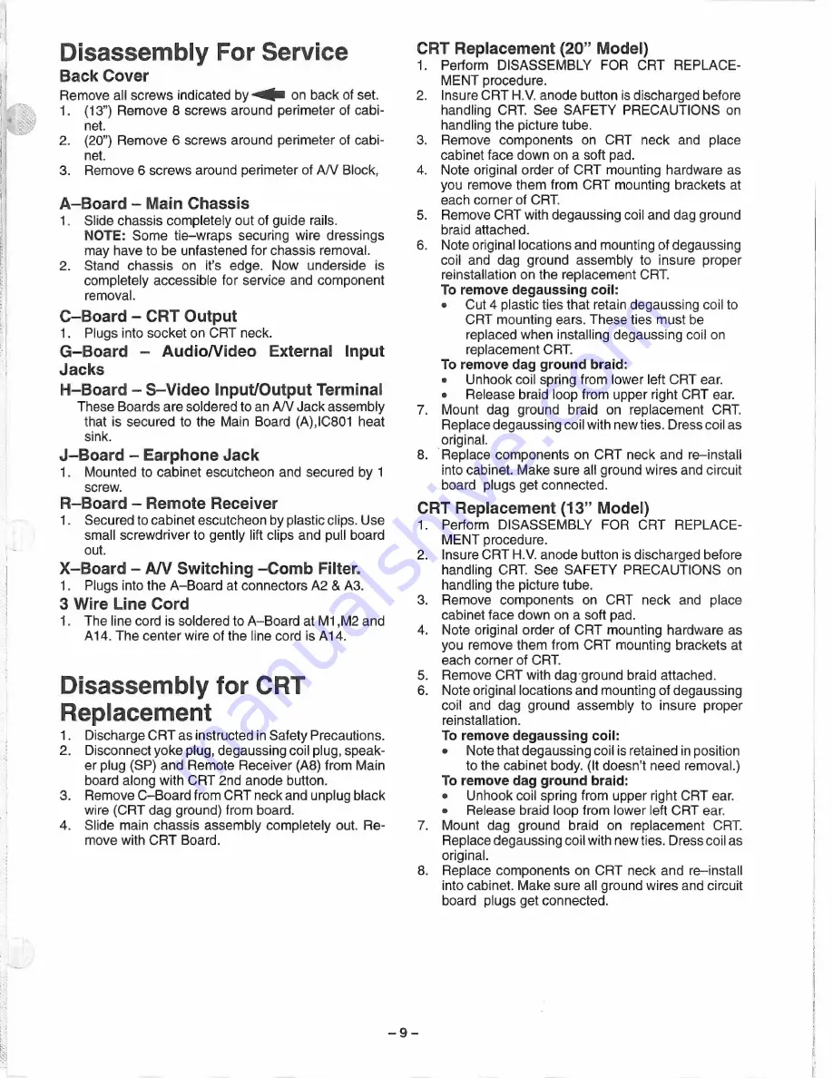 Panasonic CT-1384VY Service Manual Download Page 9