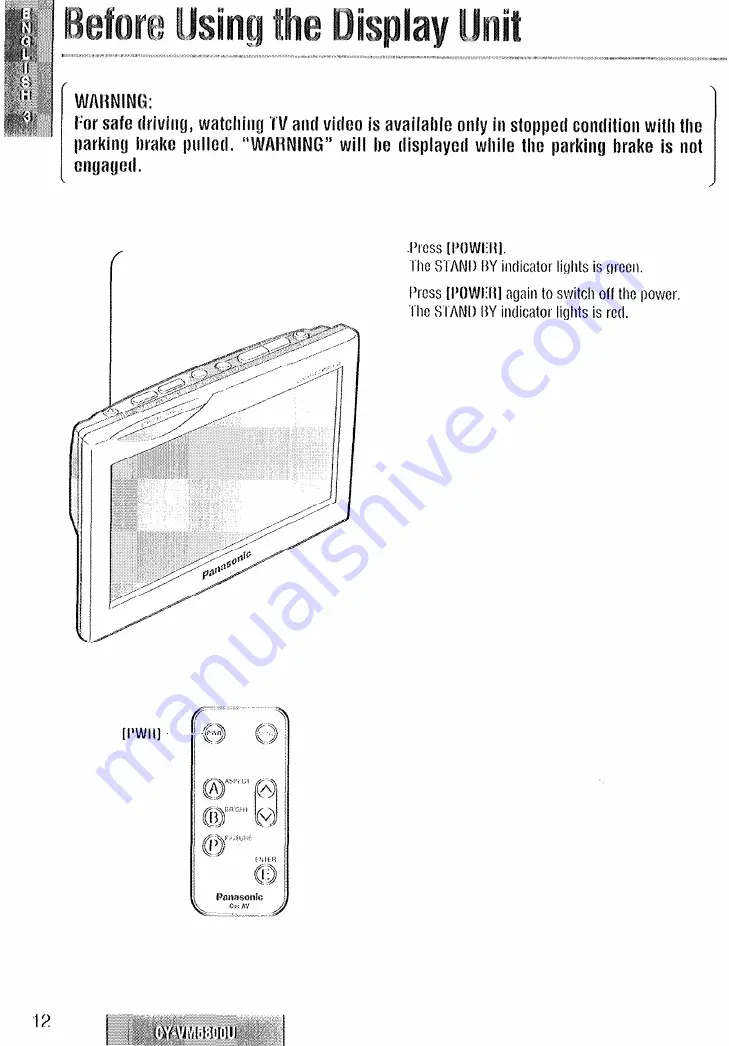 Panasonic CY-VM5899U Скачать руководство пользователя страница 12