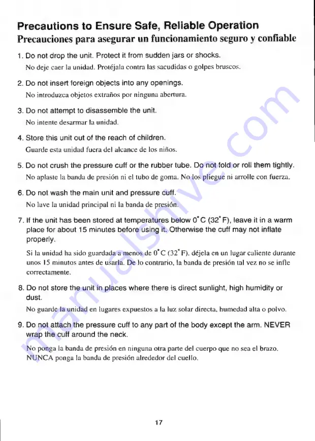 Panasonic EW254 Operating Instructions Manual Download Page 18