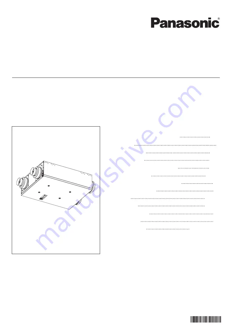 Panasonic FV-10VEC2 Installation And Operating Instructions Manual Download Page 1