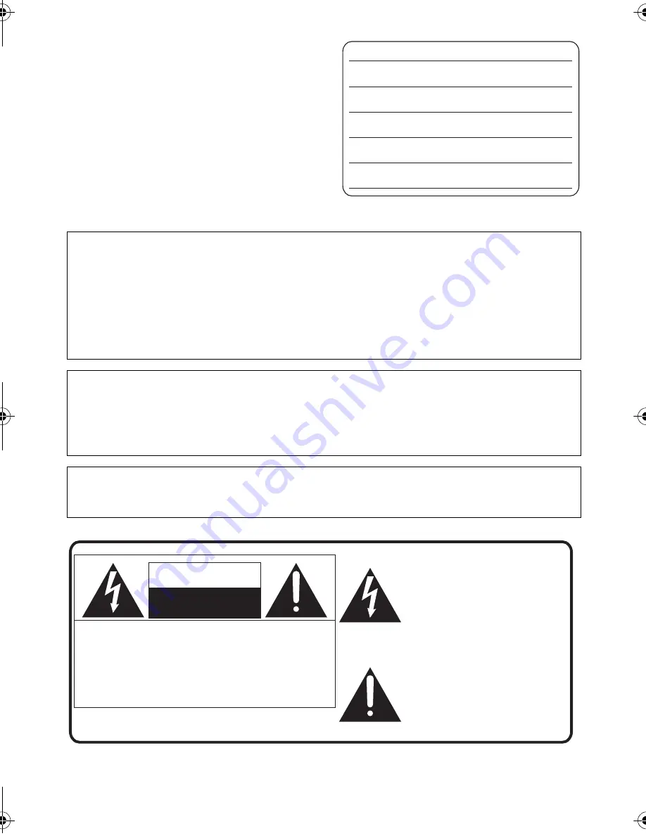 Panasonic HDC-HS250P Operating Instructions Manual Download Page 2