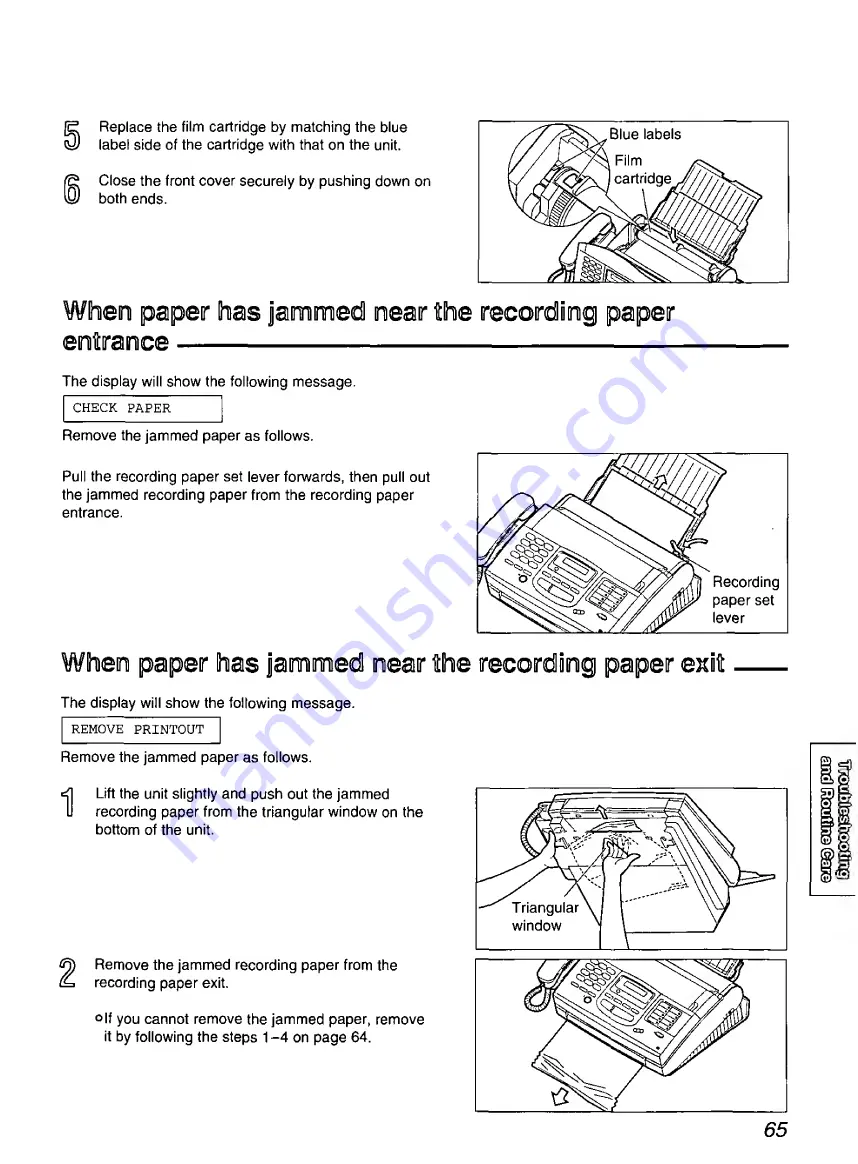 Panasonic KX-FP200L Operating Instructions Manual Download Page 65