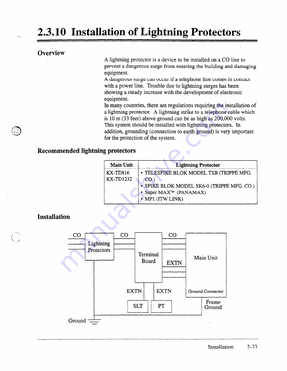 Panasonic KX-TD816 Installation Manual Download Page 67