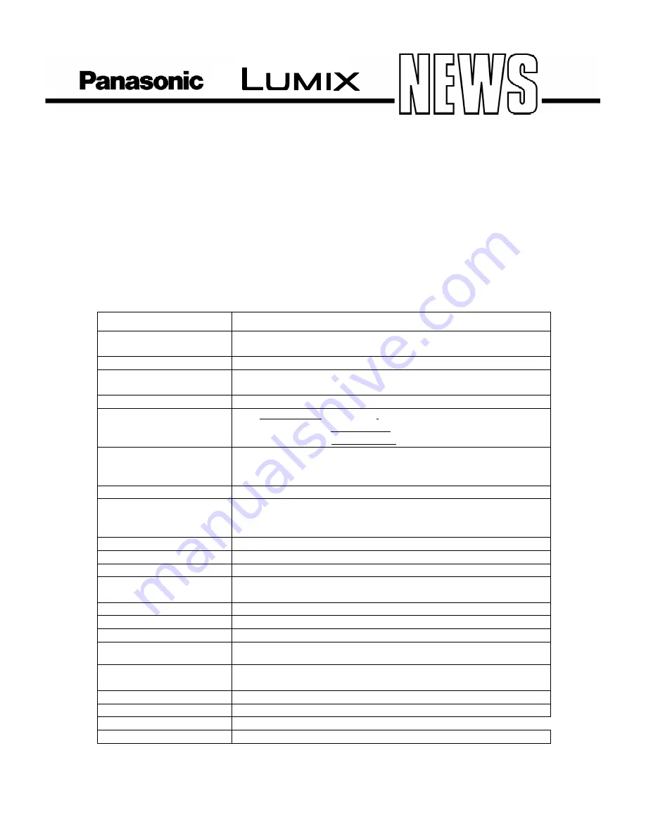 Panasonic LUMIX DMC-FX50 Specification Sheet Download Page 5