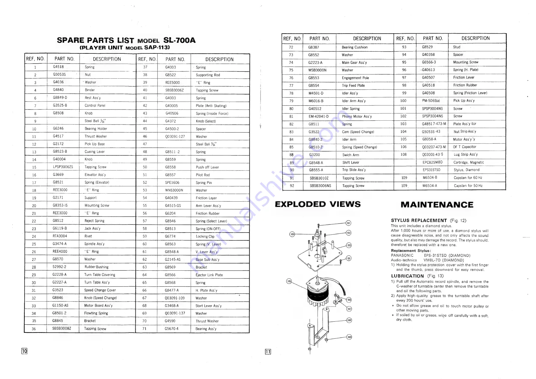 Panasonic NATIONAL STEREO SS-7000A Service Manual Download Page 12