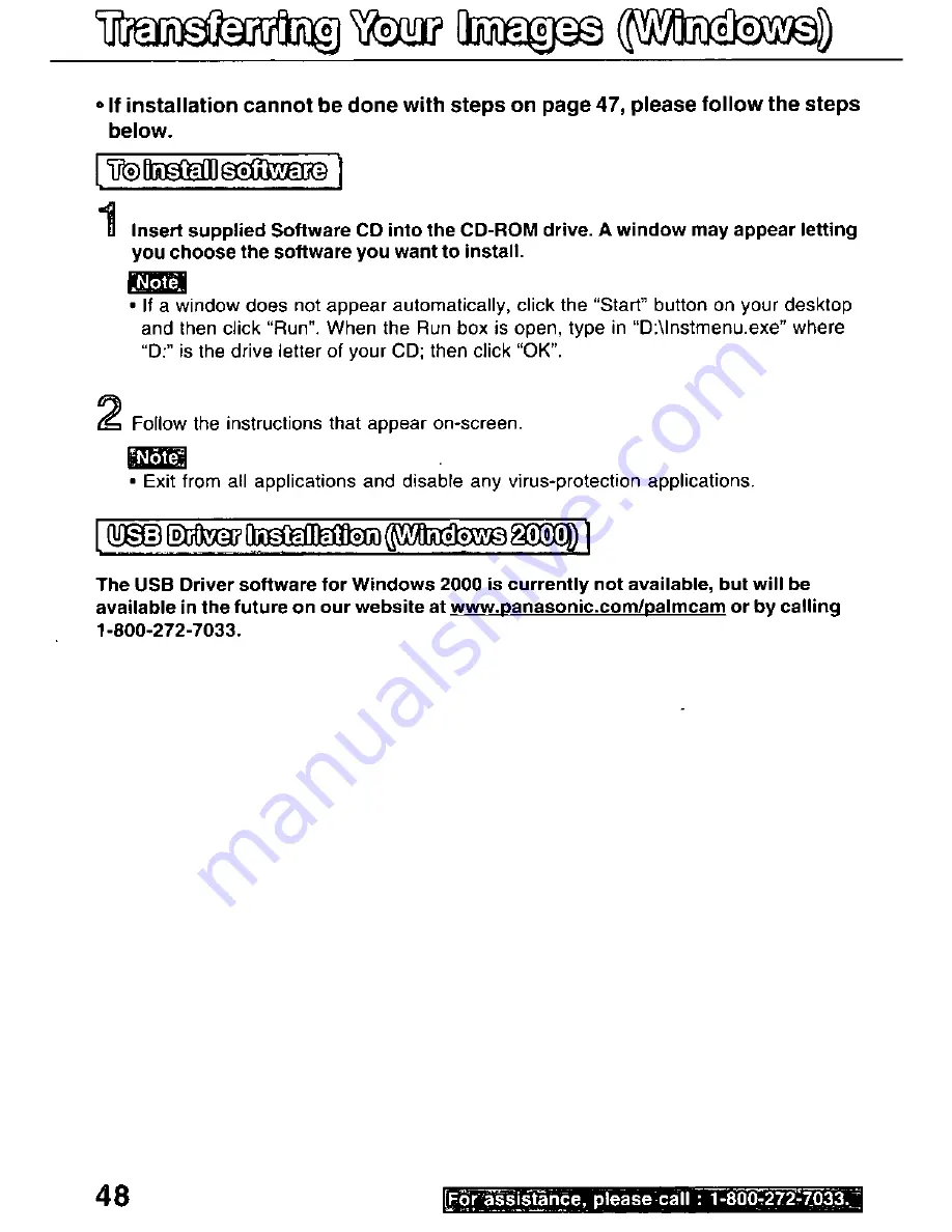 Panasonic PalmCam PV-SD5000 User Manual Download Page 48