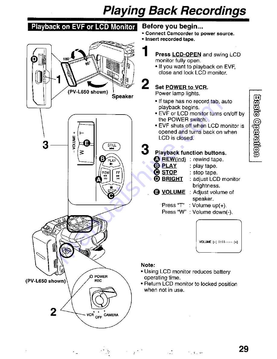 Panasonic Palmcorder Palmsight PV-L650 Скачать руководство пользователя страница 29