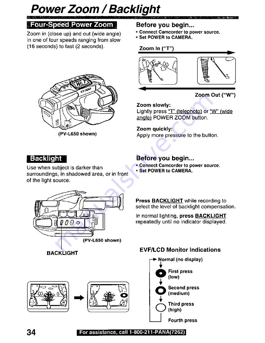 Panasonic Palmcorder Palmsight PV-L650 Operating Manual Download Page 34