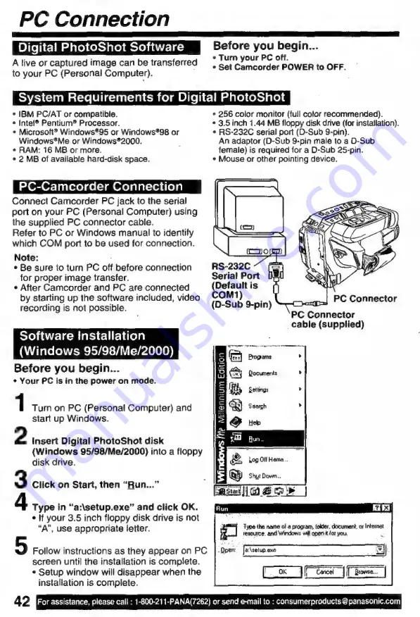 Panasonic Plamcorder PalmSight PV-L671 Operating Instructions Manual Download Page 42