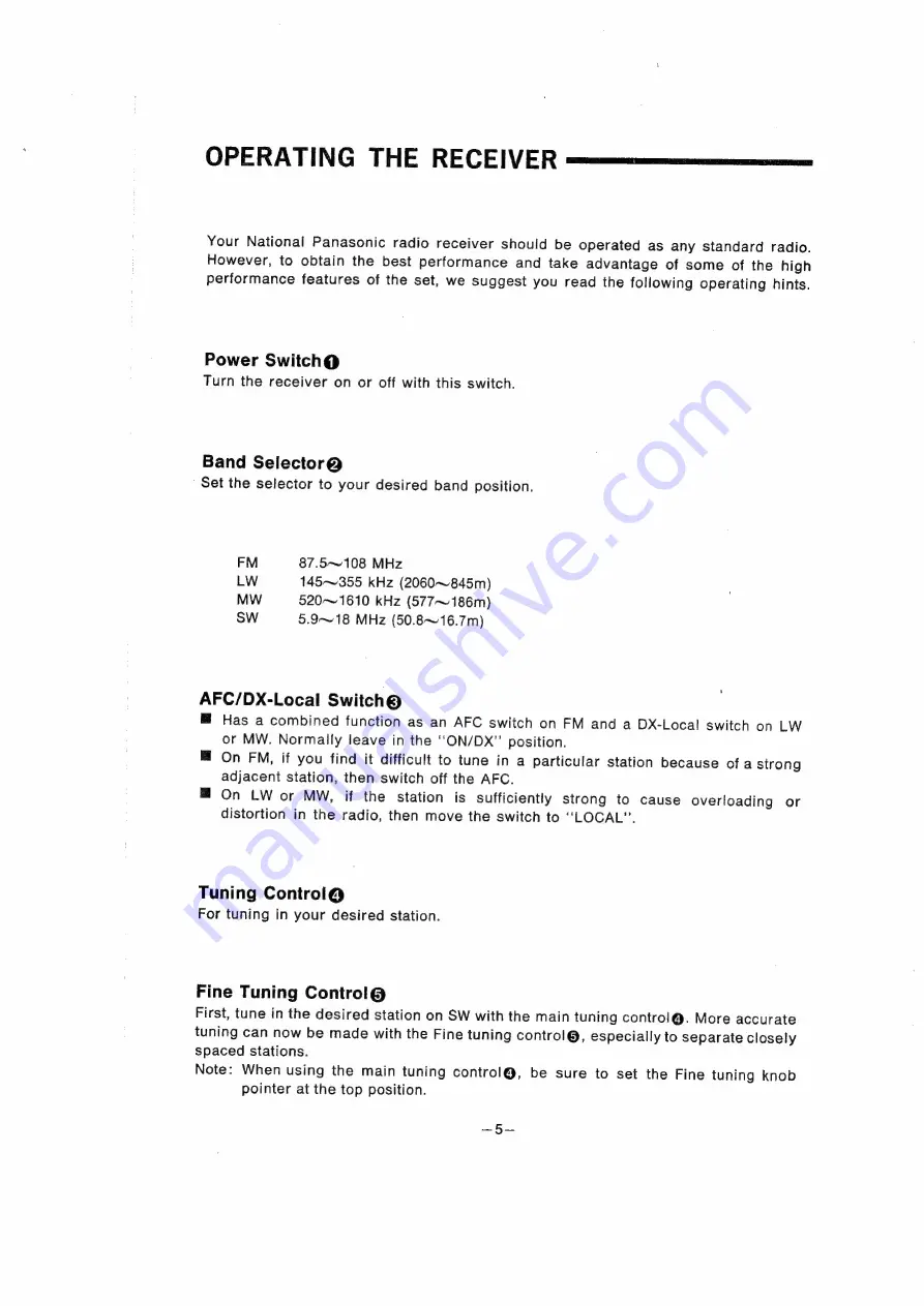 Panasonic RF-1130 Operating Instructions Manual Download Page 6