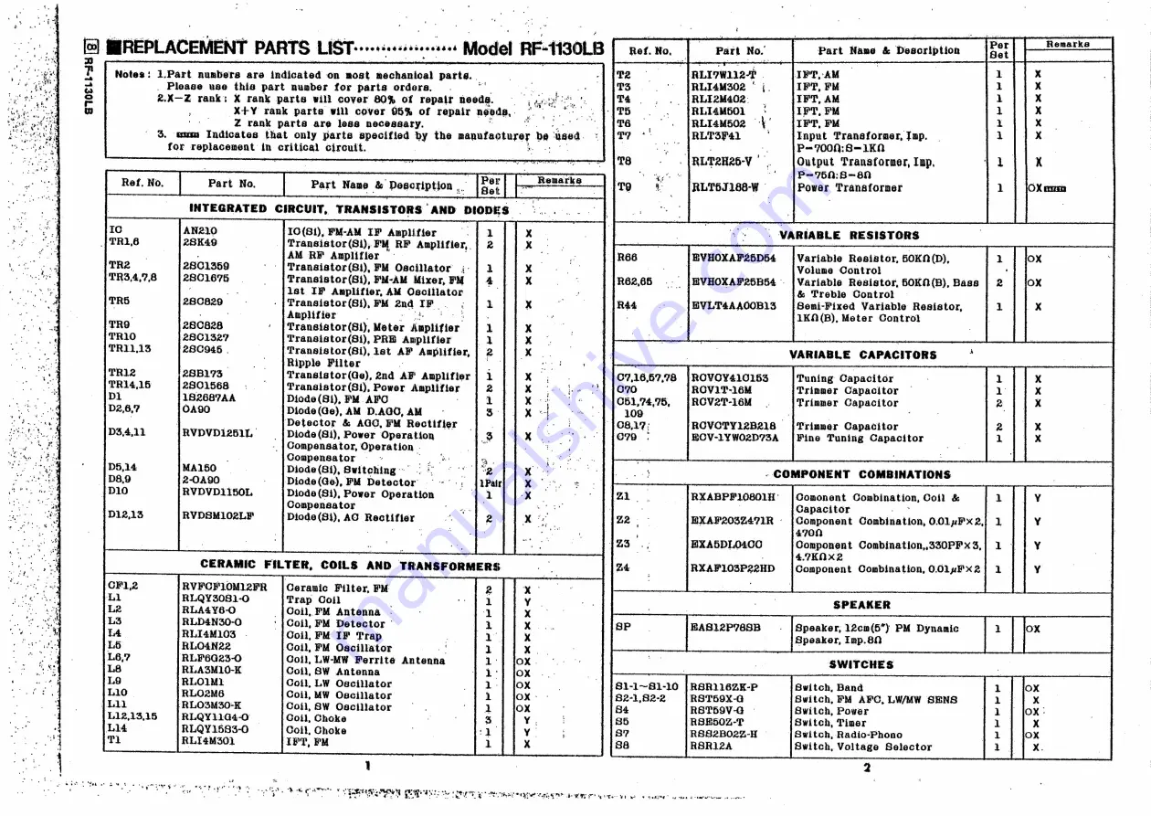 Panasonic RF-1130LB Service Manual Download Page 6