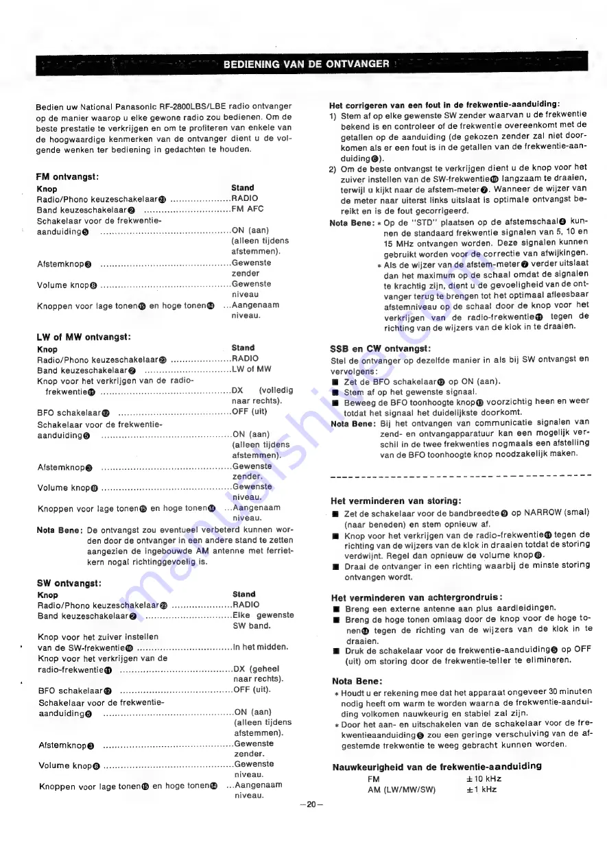 Panasonic RF-2800 LBS Operating Instructions Manual Download Page 21