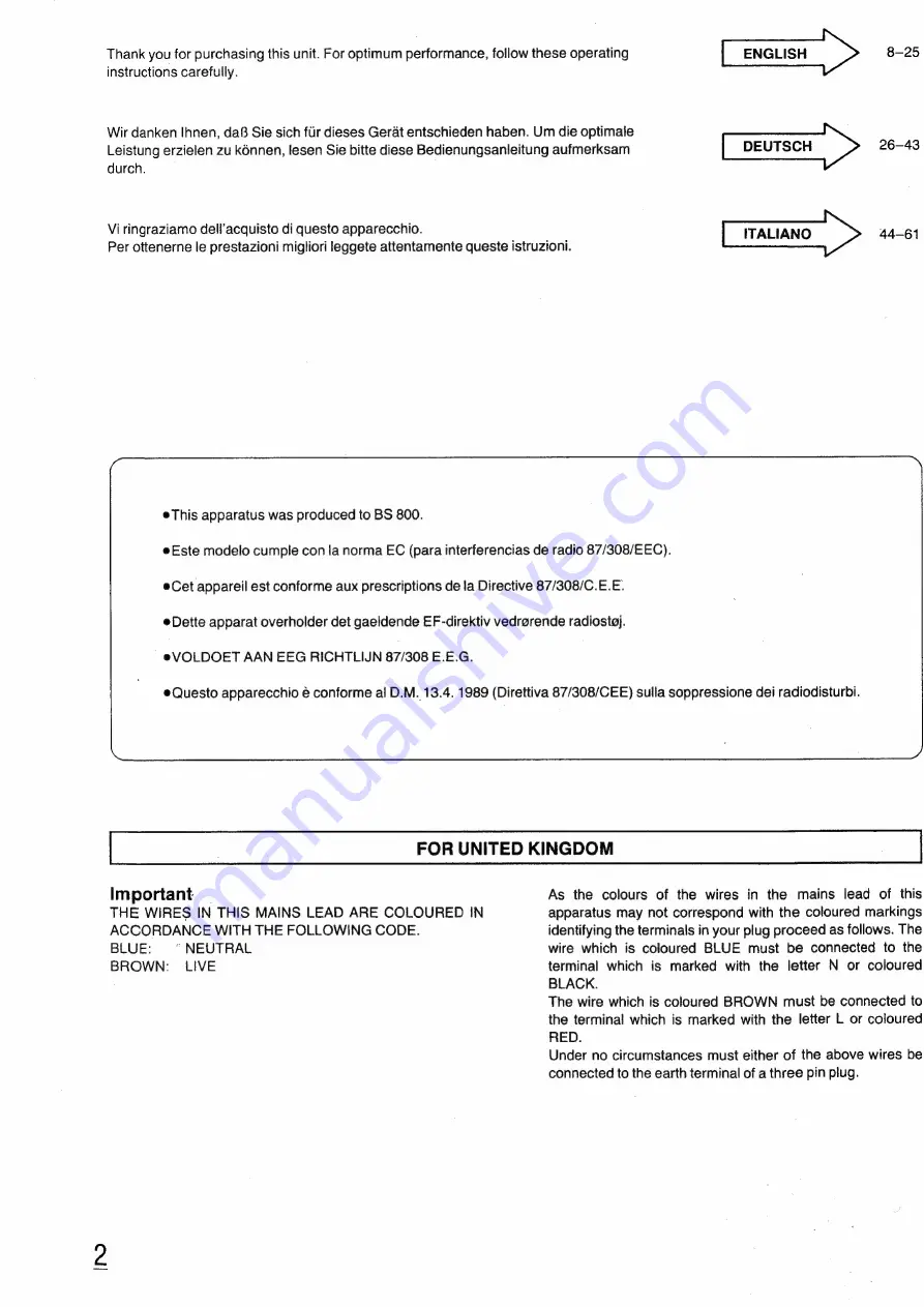 Panasonic RX-DT610 Скачать руководство пользователя страница 2