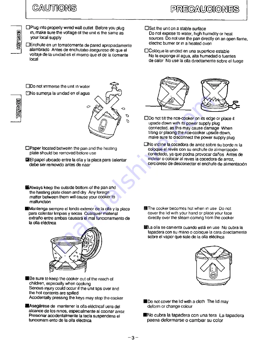 Panasonic SRSH15PW - RICE COOKER-LOW P Operating Instructions Manual Download Page 4