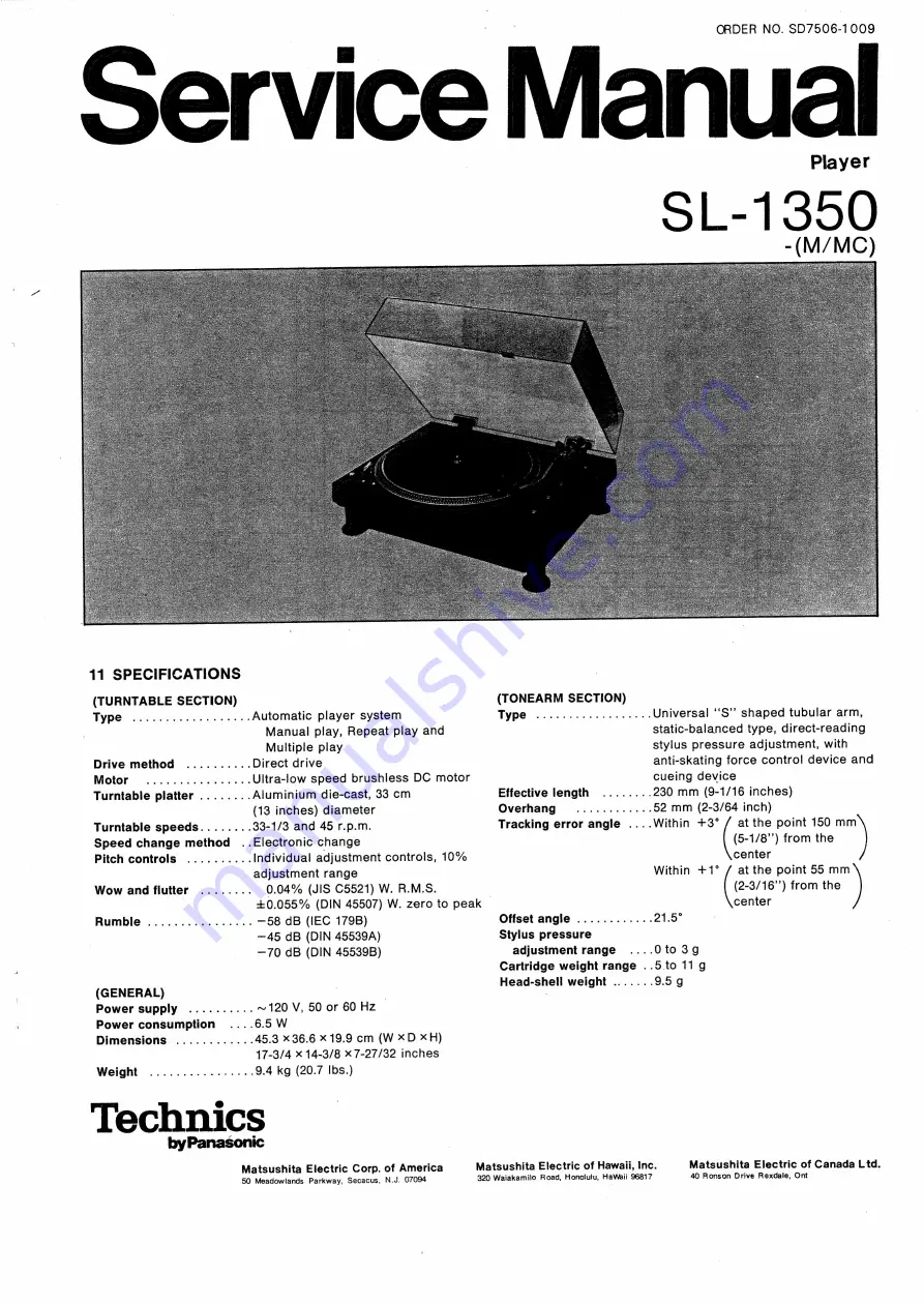 Panasonic Technics SL-1360-(ES) Скачать руководство пользователя страница 3