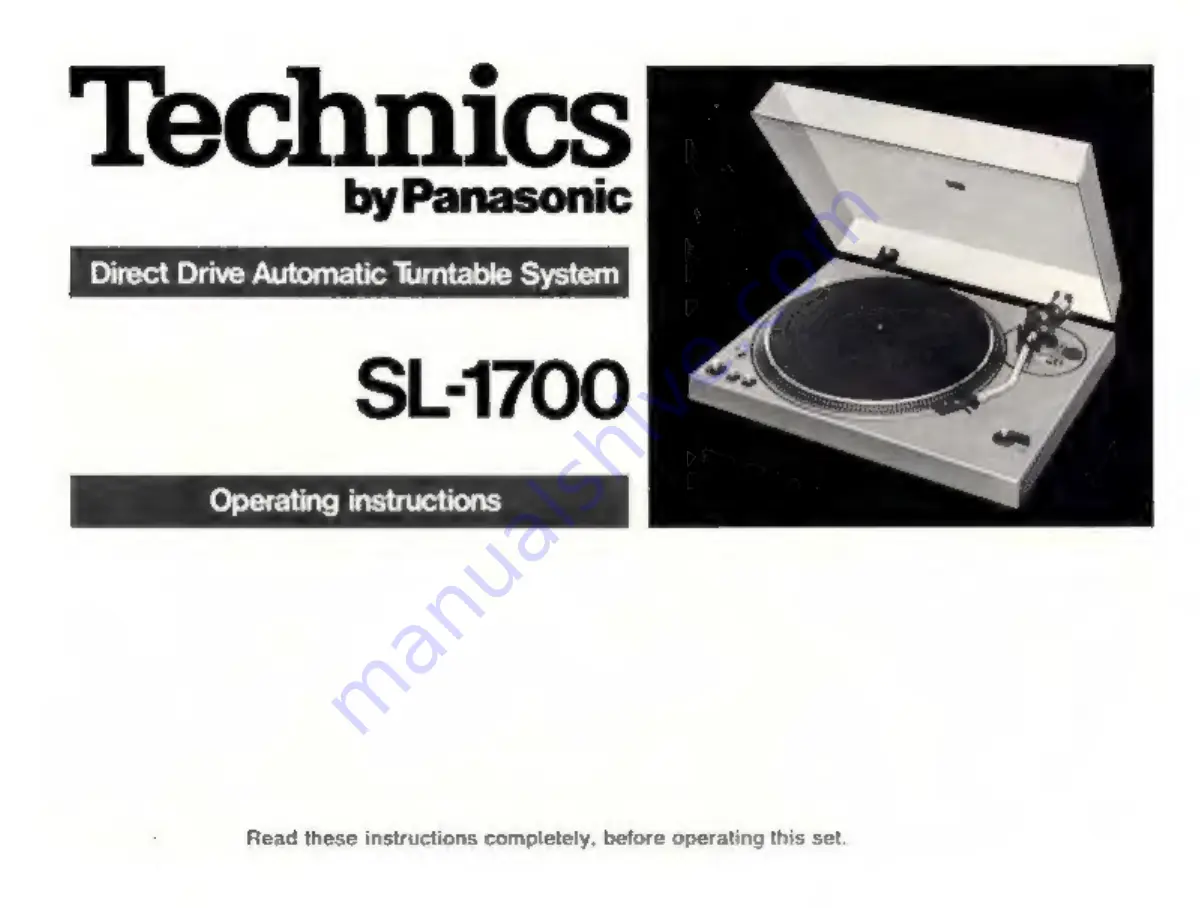 Panasonic Technics SL-1700 Скачать руководство пользователя страница 1