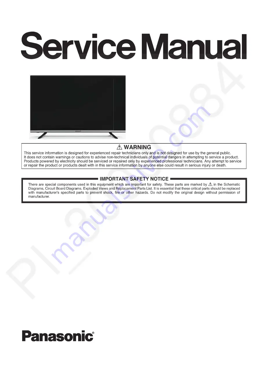 Panasonic TH-43E310M Service Manual Download Page 1