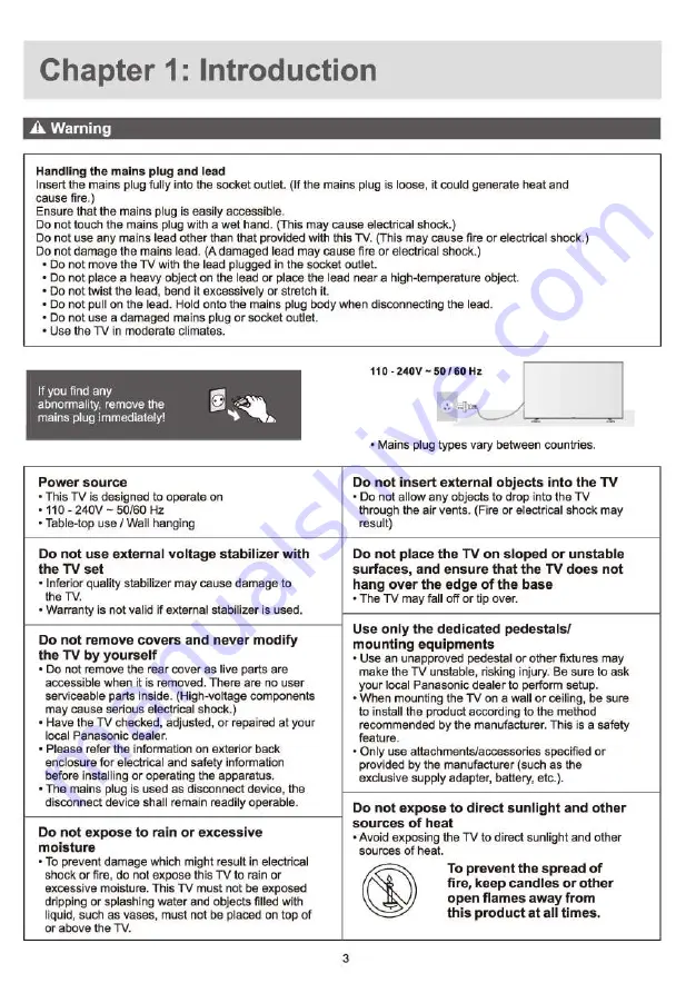 Panasonic TH-75HX600K Operating Instructions Manual Download Page 3