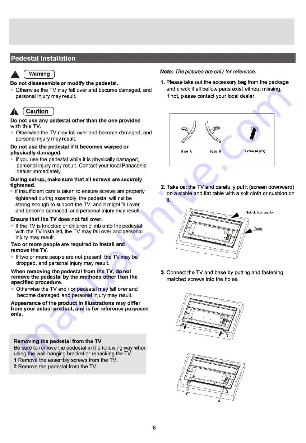 Panasonic TH-75HX600K Operating Instructions Manual Download Page 8