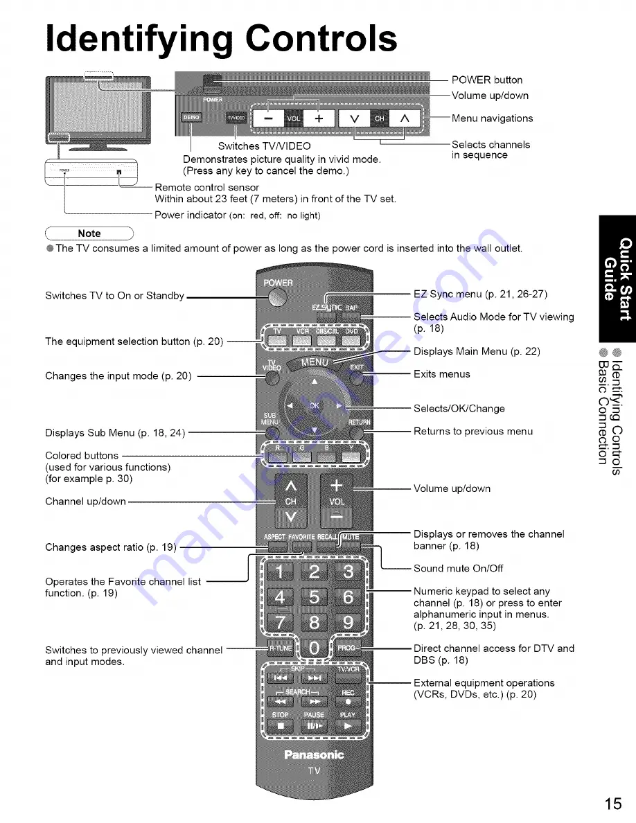 Panasonic Viera TC-26LX70 Operating Instructions Manual Download Page 15