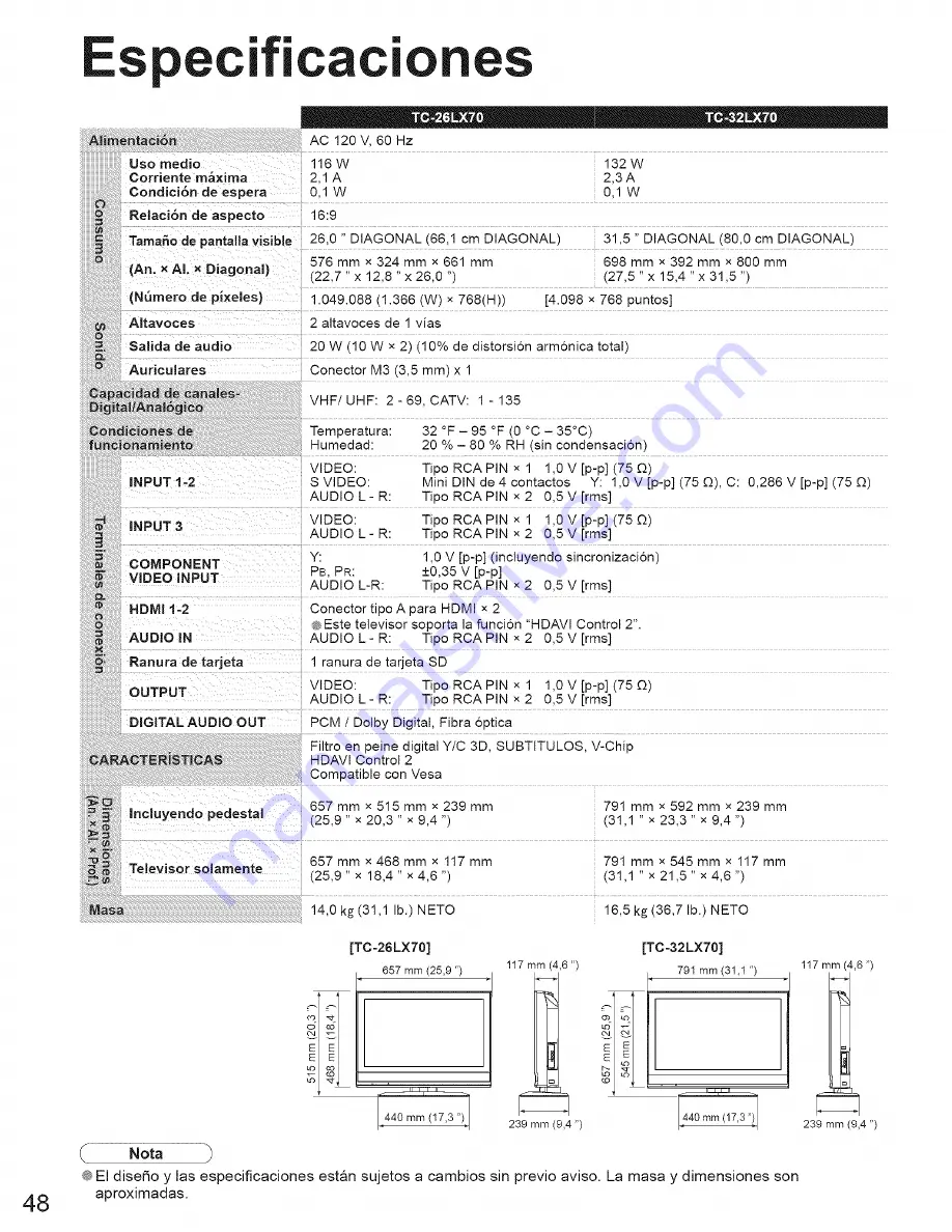 Panasonic Viera TC-26LX70 Operating Instructions Manual Download Page 100