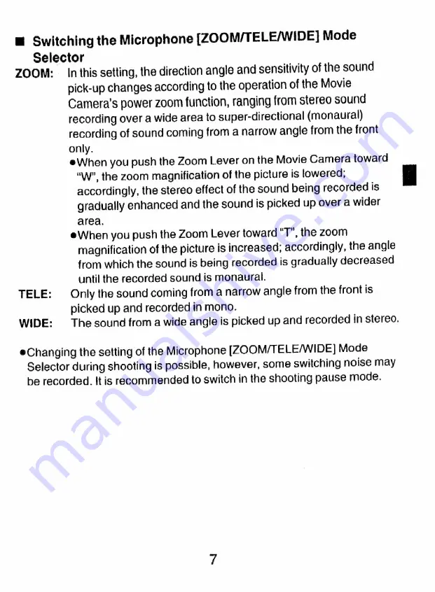 Panasonic VW-VMS1E Operating Instructions Manual Download Page 7