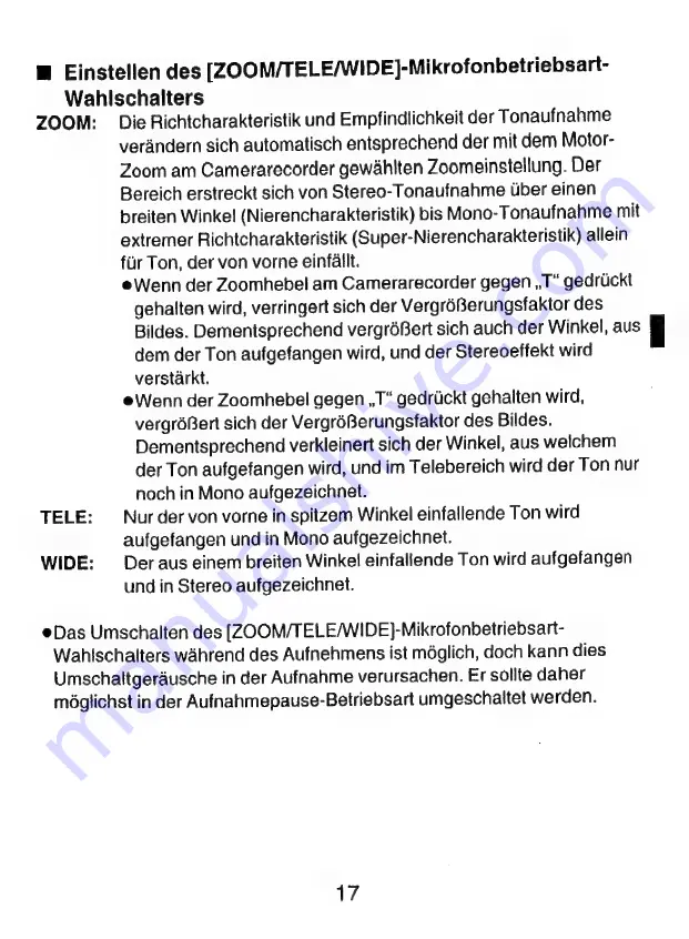 Panasonic VW-VMS1E Operating Instructions Manual Download Page 17